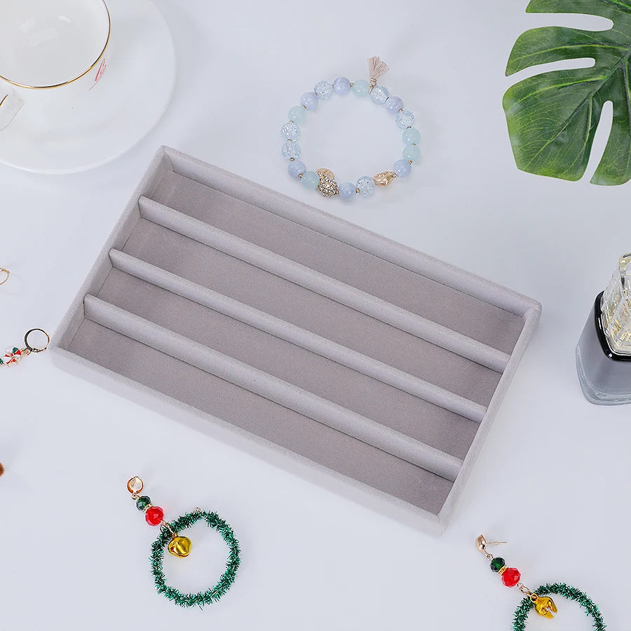 boîtes bijoux velours gris moderne storage ornement colliers boucles doreilles bagues bracelets