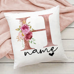 taie d'oreiller motif floral rose lettres initiales respectueux environnement moderne blanc