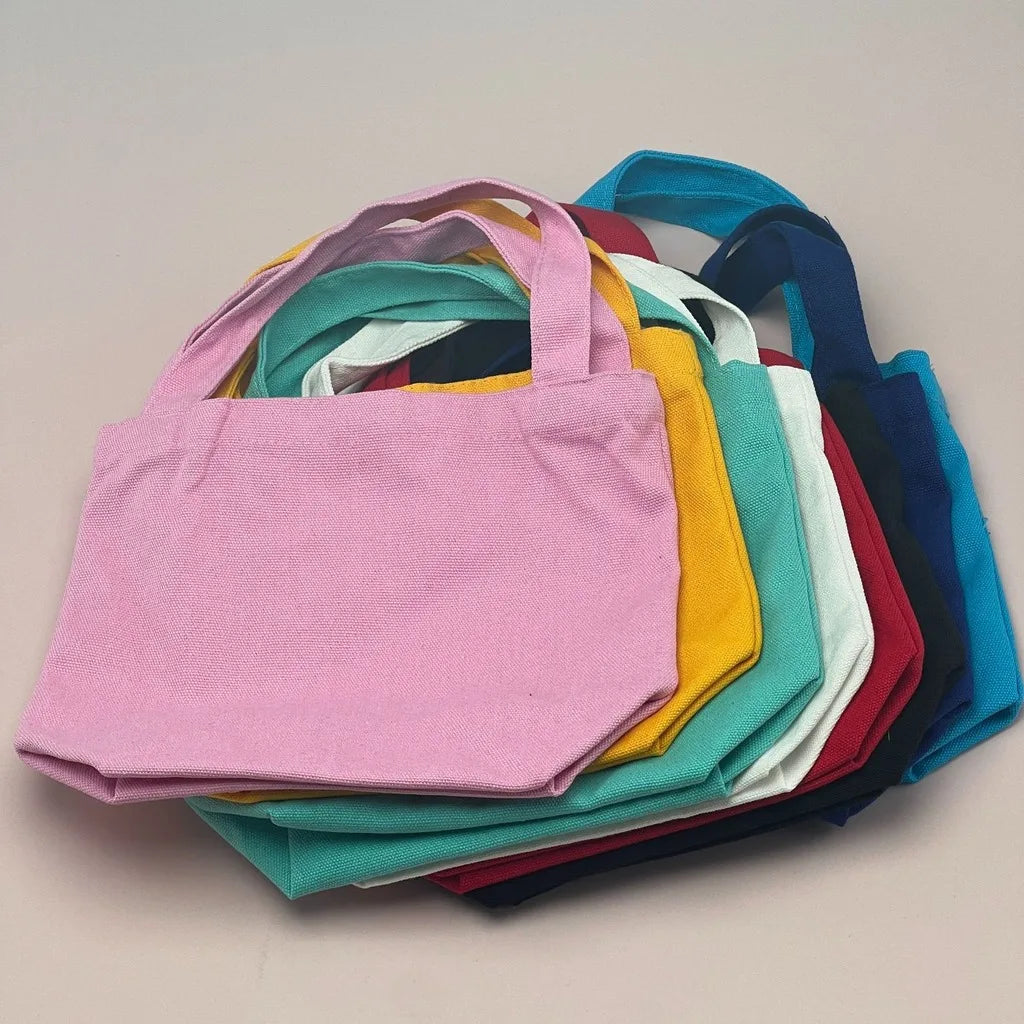 sac main toile couleur bleu rose jaune noir casual poignées détachables