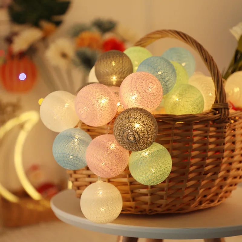 guirlande lumineuse noël blanc rose bleu vert boules coton usb powered modernes