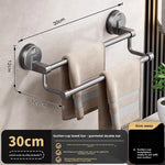 porte serviettes mural gris métallisé double barre ventouse moderne minimaliste sans perçage deux niveaux