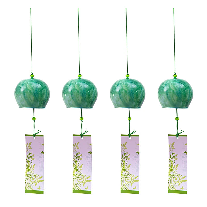 mobiles vent japonais verre transparent poissons chats décor extérieur rouge vert bleu blanc