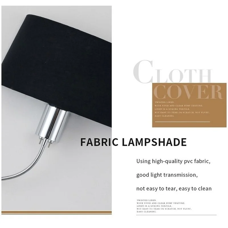 lampe murale moderne abatjour tissu texturé beige clair noir minimaliste fixée mur chambre coucher