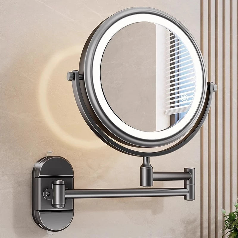 miroir cosmétique noir miroir rond éclairage led moderne fixation murale