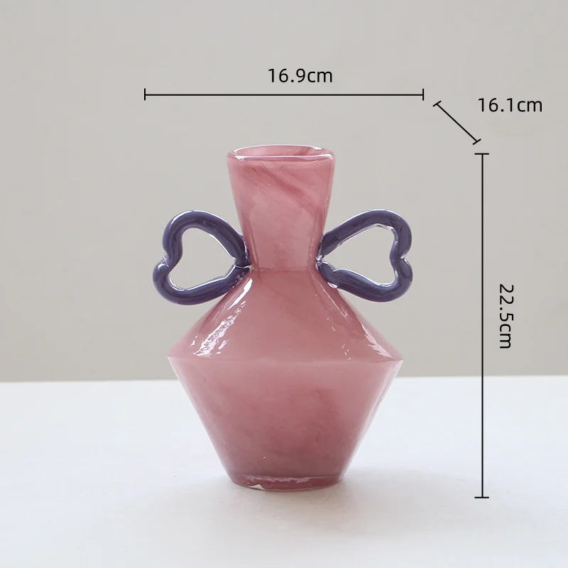 vases modernes rose vert olive mat opaques poignée serpents décoration table hydroponie