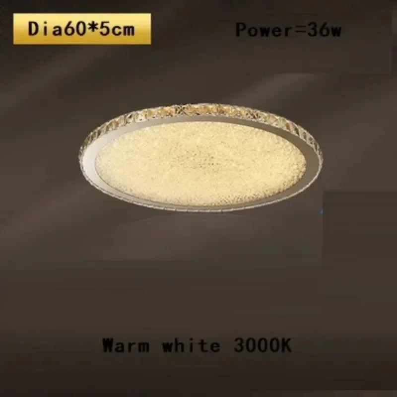 plafonnier led moderne cristaux brillants blanc doré élégant télécommande grande taille verre