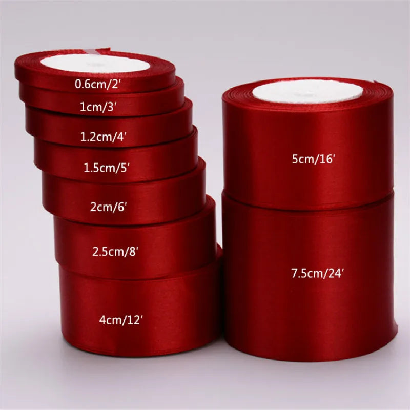 ruban satin rouge uni opacité bobine décoration mariage emballage cadeau artisanal unique 75mm 22mètres