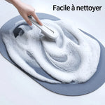tapis bain super absorbant antidérapant moderne motifs géométriques gris living simple