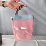 sac filet nylon réutilisable couleurs rose bleu violet utilisations multiples translucide décontracté mignon voyage