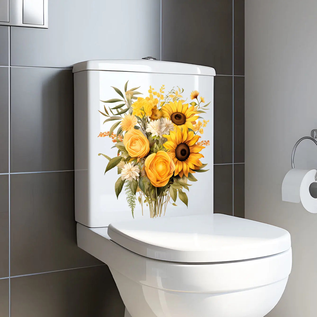 stickers decoratifs fleurs tournesols feuilles art floral stickers toilette stickers murals stickers pvc stickers