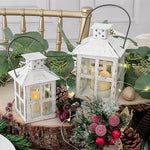 lanterne blanche rustique bougie led polka dots bois transparent maison mariage centro tabla decoratif