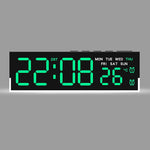 horloge numérique moderne écran led noir blanc vert bleu affichage température usb alarmes luminosité