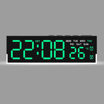 horloge numérique moderne écran led noir blanc vert bleu affichage température usb alarmes luminosité