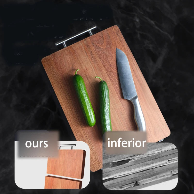 planches découper bois marron grain lisse moderne rustique anti moisissure poignée métallique couteau concombre