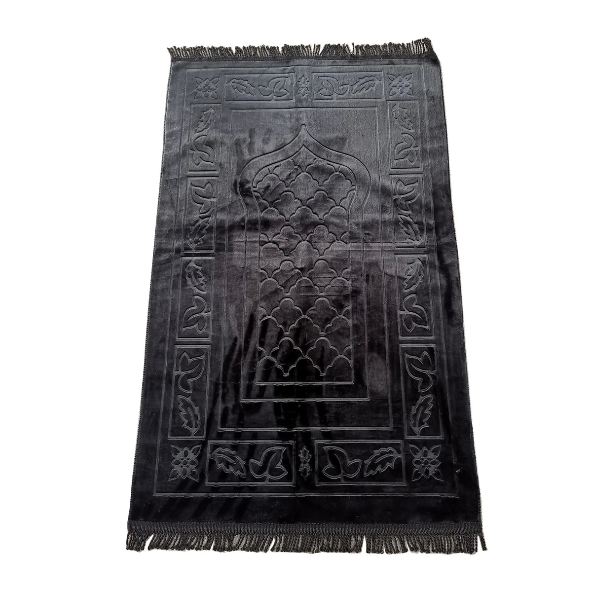 tapis prière polyester velours motifs géométriques floraux gris bleu vert violet moderne élégant İslam