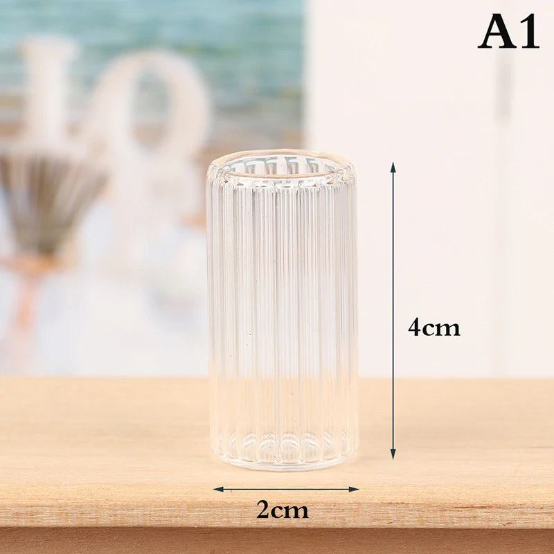 vases porcelaine transparents rayures verticales modernes accessoires maison poupée décoration chambre fleurs sèches