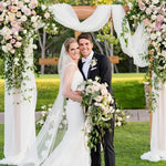 arche decorative mariage soie fleurs blanc rose classique romantique clips anniversaire baptême
