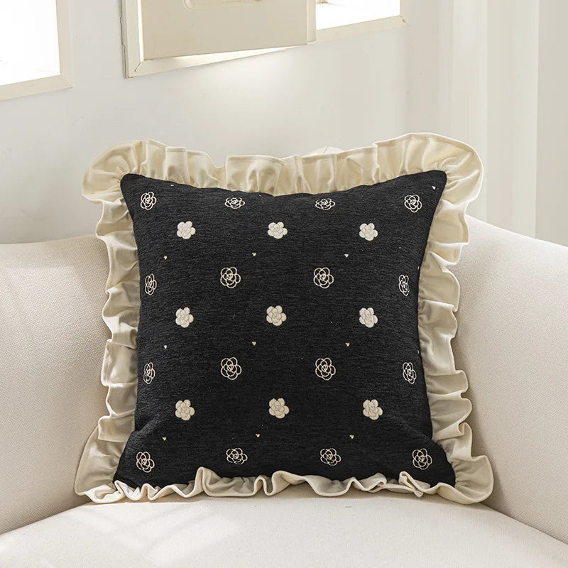 housse coussin vintage fleur beige noir marron français adhésif décoration intérieure voiture