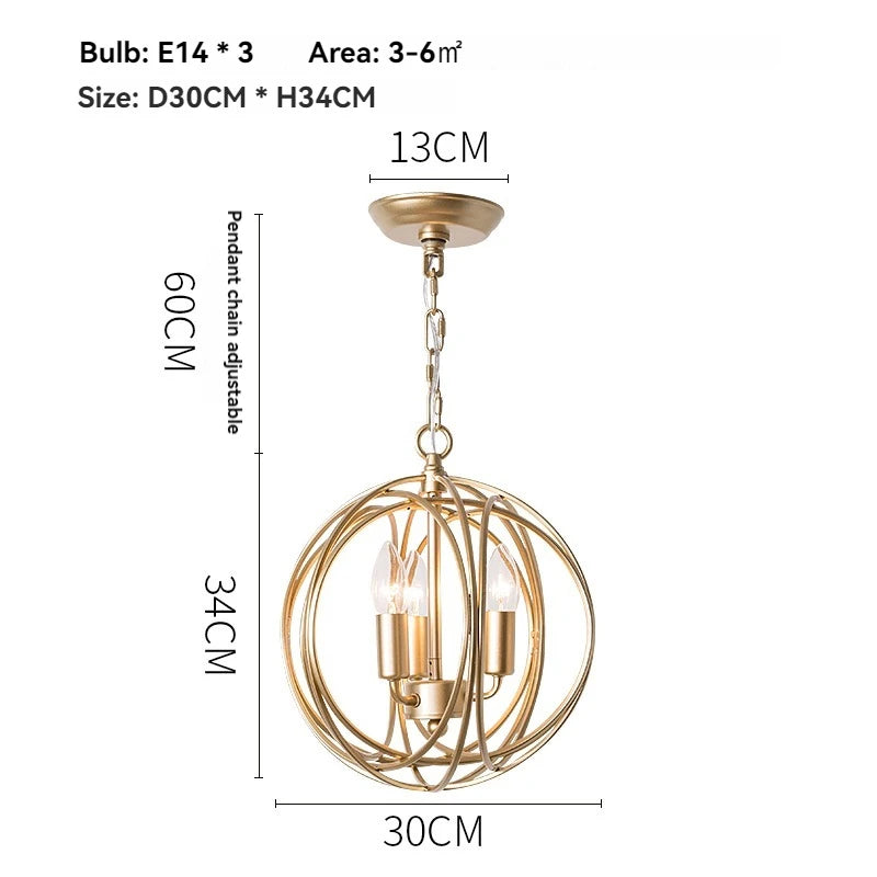 Suspension lumineuse moderne dorée anneaux métalliques 4000k 90 260V