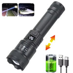 lampe torche rechargeable led puissante 2000lm noir texturé moderne camping randonnée auto défense