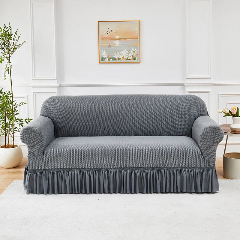 housse canapé extensible jacquard gris beige marron moderne adhésif salon deux places sectionnel machine
