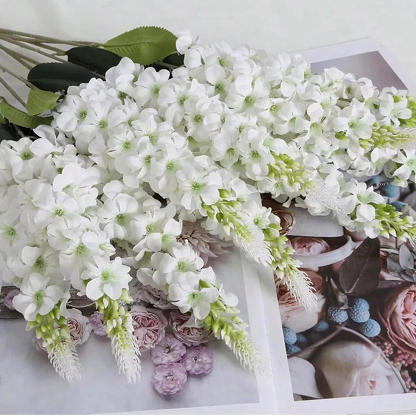 décoration intérieure extérieure bouquet fleurs artificielles orchidées violet bleu blanc anniversaire mariage baby shower