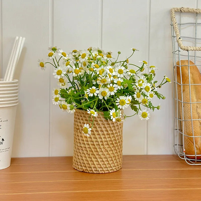 vases rotin tressé naturel rustique décoration maison fleurs séchées réutilisable