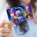 autocollant réfléchissant carte multicolore dessins animés personnages moderne bleu violet rose jaune vert
