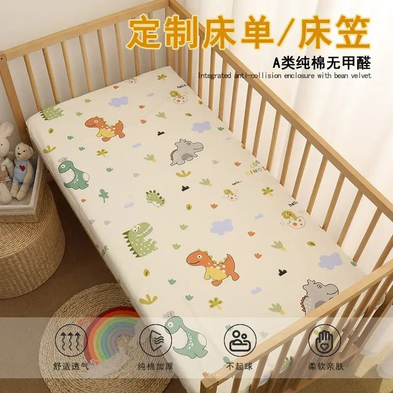 drap housse lit bébé coton motif oiseau étoile enfant chambre moderne blanc jaune gris