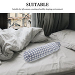 housse coussin cou décoration coton bleu clair blanc carreaux rustique ølets