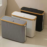 panier rangement bambou tissu oxford moderne noir blanc cassé gris bleu foncé multiple utilisation