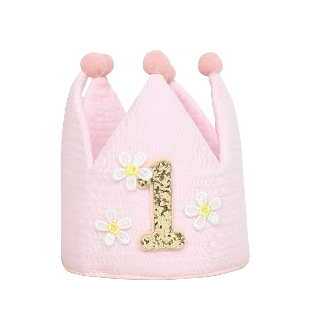 décorations anniversaire 1er anniversaire fille couronne guirlande rose fleurs numéro pompons chambre enfant