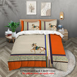 ensemble literie moderne trois pièces housse couette taies d'oreiller motif géométrique beige orange bleu