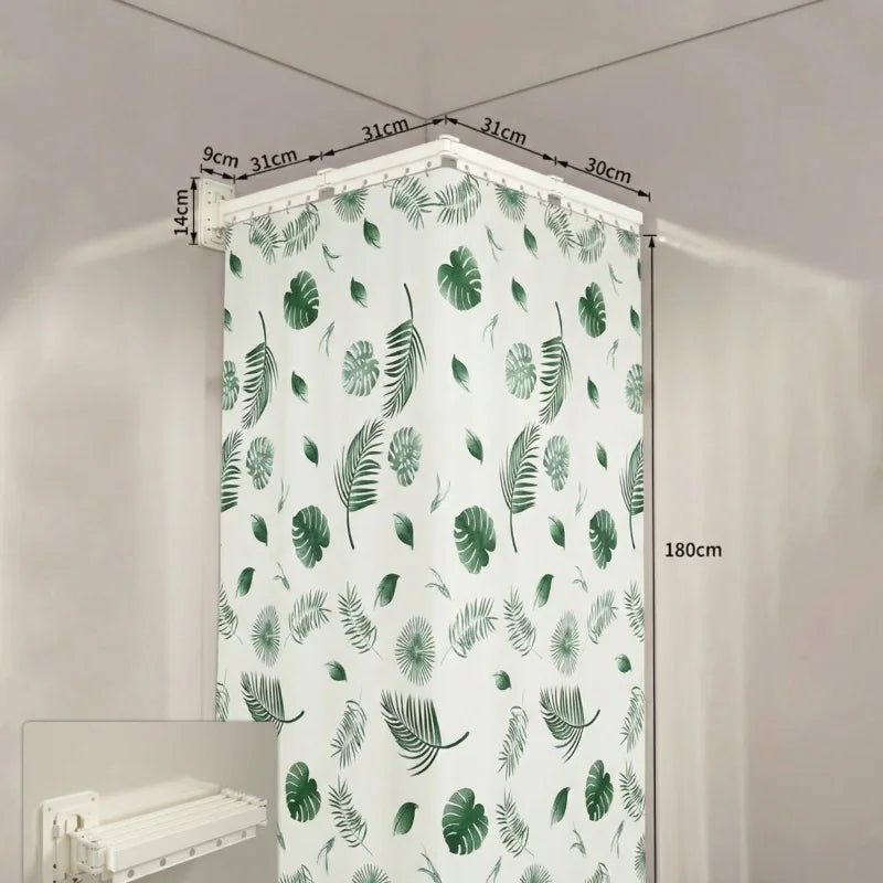 rideau douche pliable motif feuilles tropicales moderne opaque salle bain pliage sans cadre minimaliste