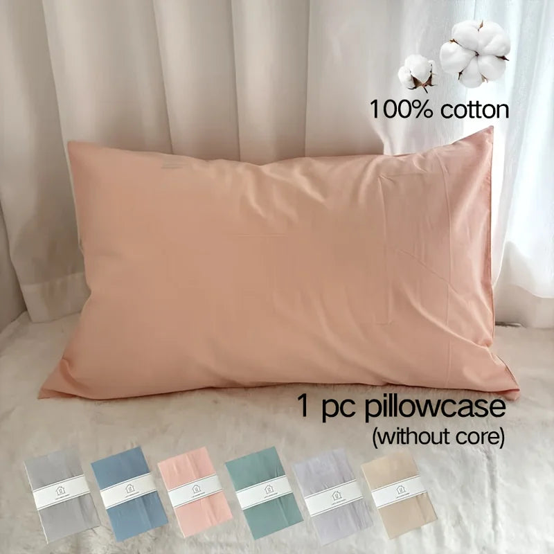 protège oreiller coton uni moderne housse protection lit bleu rose gris 50x80cm