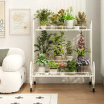 étagère métal mobile moderne roulettes blanc noir plante pot extérieur assemblage facile