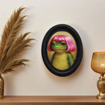 cadre photo grenouille cheveux roses décoration murale classique noir maison unique erotique