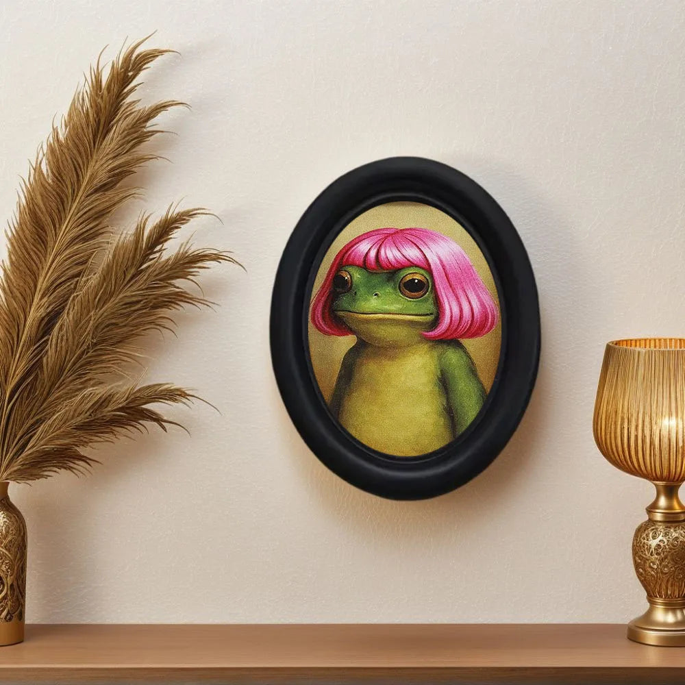 cadre photo grenouille cheveux roses décoration murale classique noir maison unique erotique