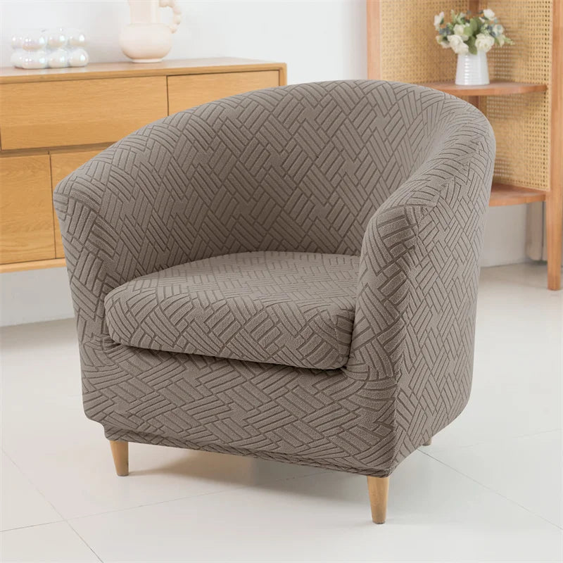 Fauteuil moderne couverture gris rayures adhésif lavable machine protection intérieur extérieur restaurant bar sofa