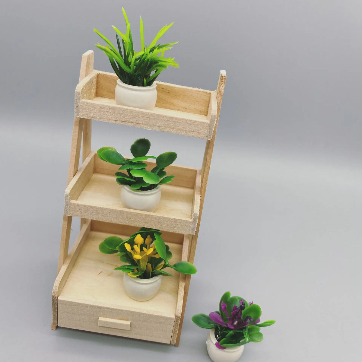 étagère plante moderne mini pots bois blanc succulentes ornement verdureintérieur
