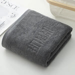 serviettes bain coton motif happy life séchage rapide moderne rose clair gris blanc