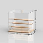 étagère figurines transparente moderne bois clair réutilisable pliable organisateur collection carrée respectueuse environnement minimaliste