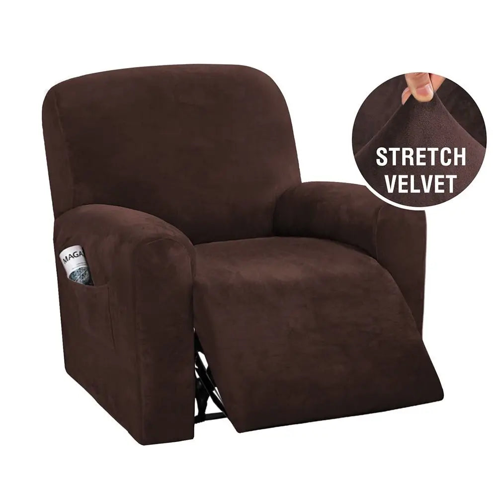 couvre siege fauteuil inclinable velours stretch gris bleu beige moderne élastiques accueil sofa cover