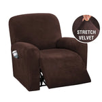 couvre siege fauteuil inclinable velours stretch gris bleu beige moderne élastiques accueil sofa cover