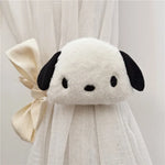 rideaux enfant dessin animé brodé visage souriant opacité peluche mignon agrafe ruban beige salopes