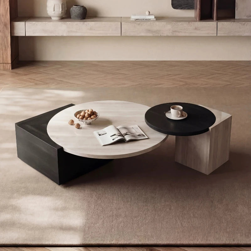 tables basses modernes bois marbre gris clair noir sans porte assemblage facile meubles salon