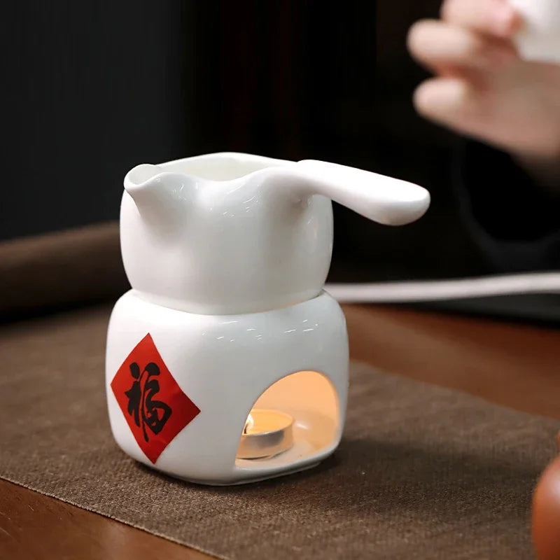 diffuseur huiles essentielles céramique blanc motif calligraphie chinoise rouge salon minimaliste