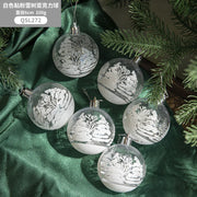boules noel transparentes motif enneige argenté bleu turquoise festive hiver élégantes 6cm lot six