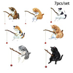 figurines chats décoration suspendue peluche tringle maison blanc noir orange
