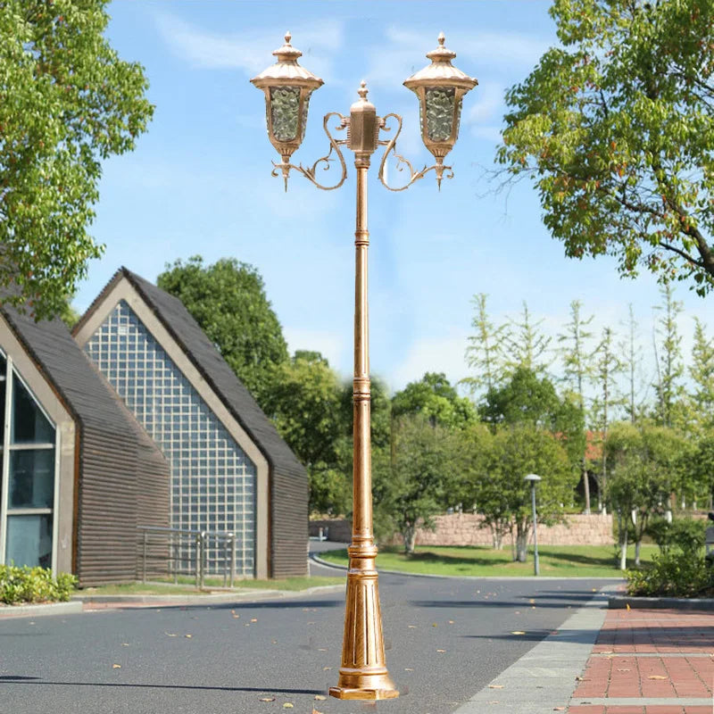 Lampadaire doré classique motifs floraux éclairage extérieur ip65 led étanche vintageextérieurjardin